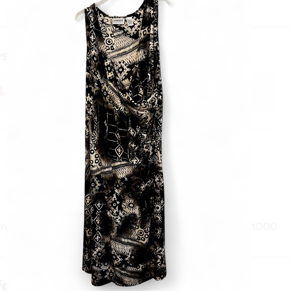 Chico's Travelers Black and Cream Sheath Midi Dress Vintage - Picture 1 of 7